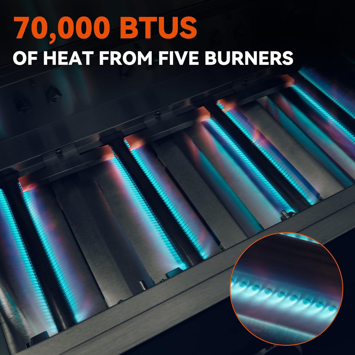 Hygrill STD Series 40-Inch Built in Grill, 5-Burner Grill Head, Black