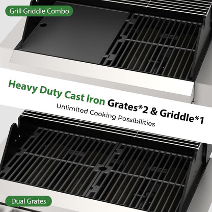 Brand-Man Built-In Gas Grill Head, 30-Inch 4-Burner Outdoor Kitchen Grill
