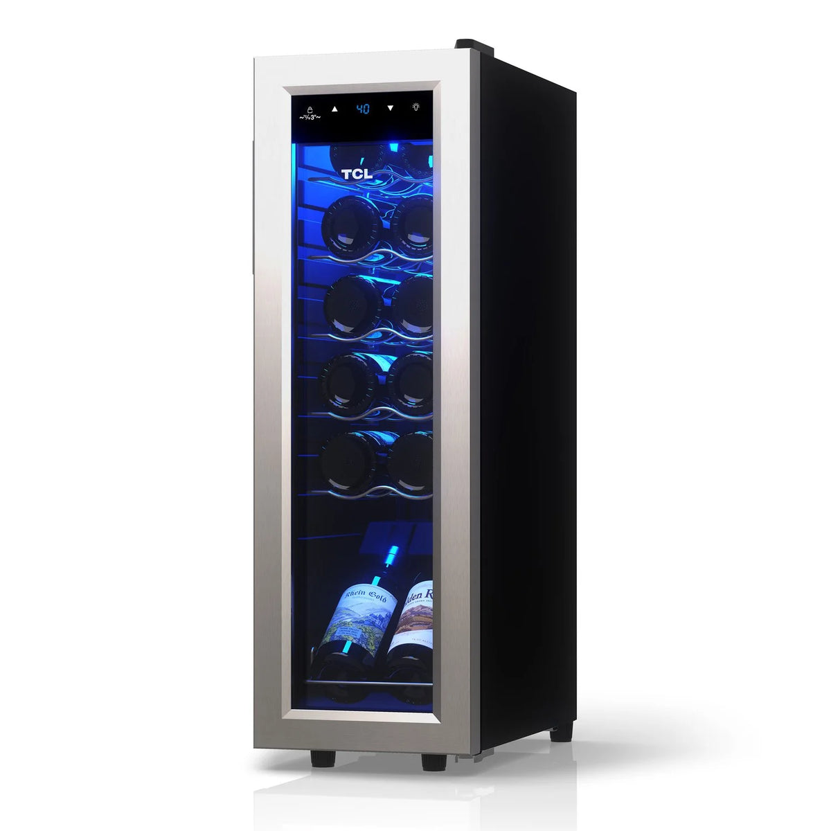 Stainless Steel Single Door 12 Bottle Wine Cooler for Kitchen, Bedroom & Office, 1.24 Cu. Ft.
