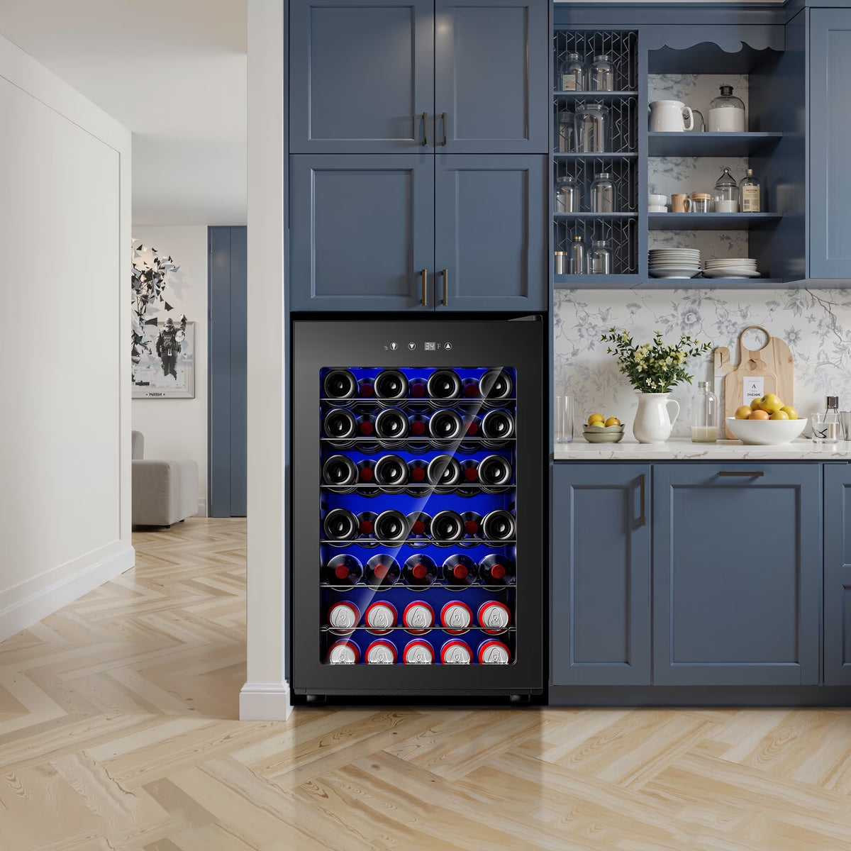 45 Bottles Wine Cooler Refrigerator,Built-In Wine Fridge with Stainless Steel Glass Door, for Home Bar, Kitchen, or Office