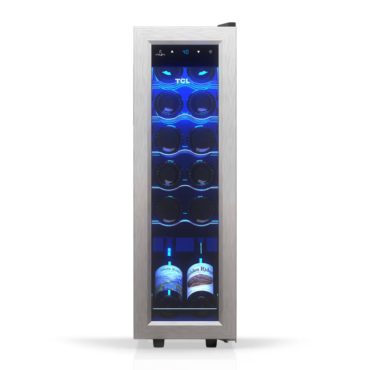 Stainless Steel Single Door 12 Bottle Wine Cooler for Kitchen, Bedroom & Office, 1.24 Cu. Ft.