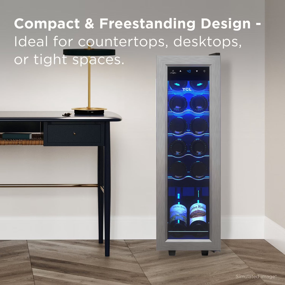 Stainless Steel Single Door 12 Bottle Wine Cooler for Kitchen, Bedroom & Office, 1.24 Cu. Ft.
