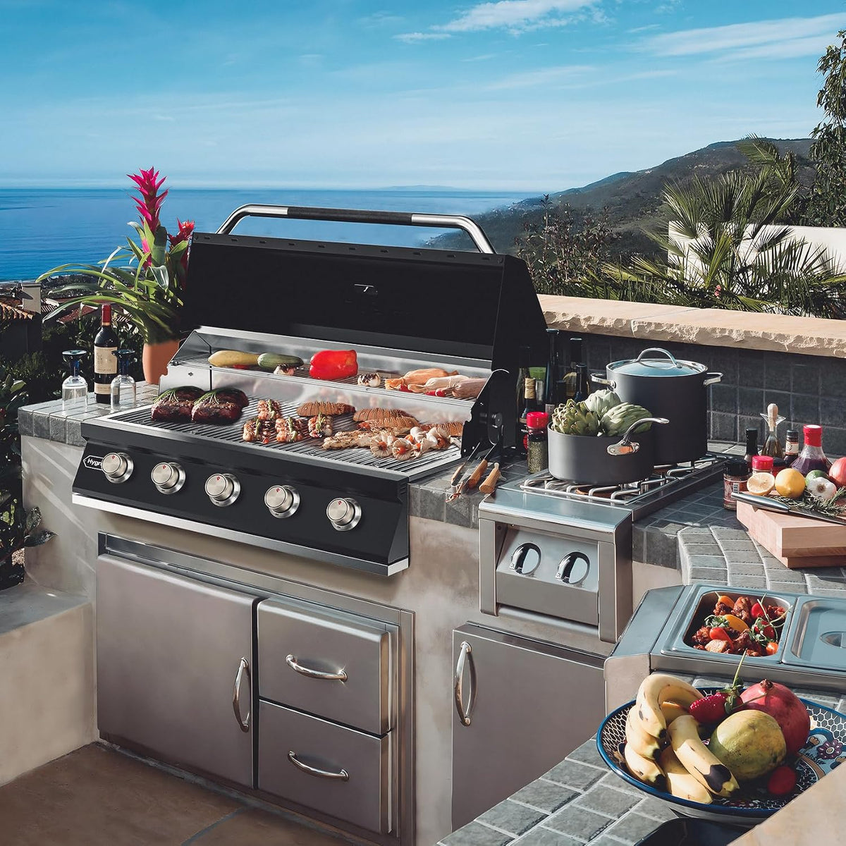 Hygrill STD Series 40-Inch Built in Grill, 5-Burner Grill Head, Black