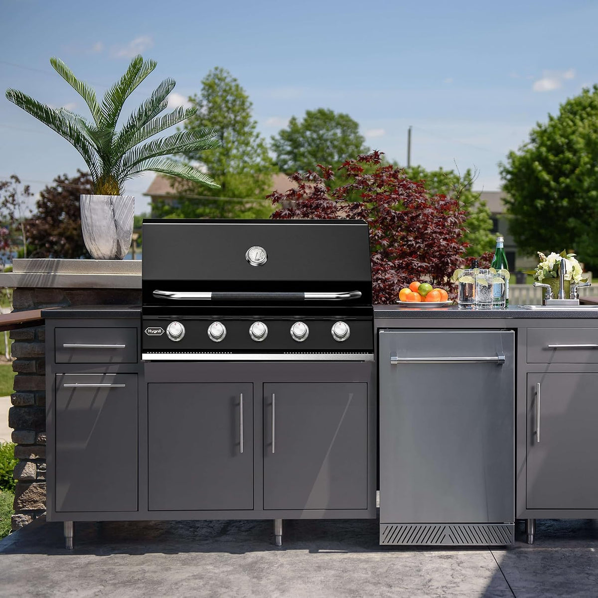 Hygrill STD Series 40-Inch Built in Grill, 5-Burner Grill Head, Black