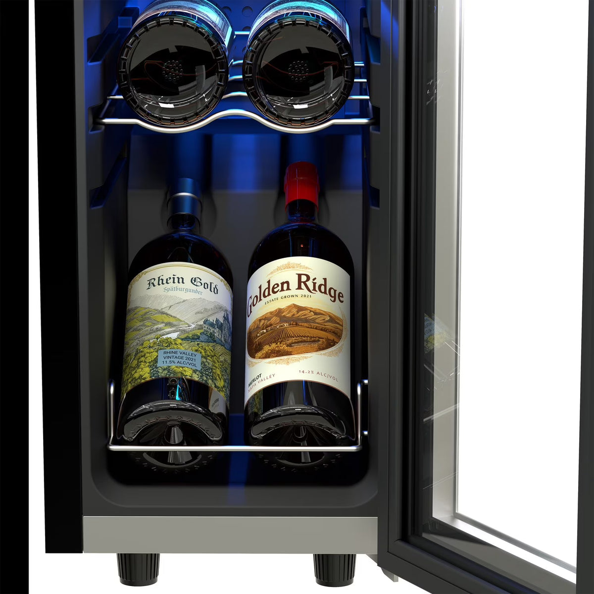 Stainless Steel Single Door 12 Bottle Wine Cooler for Kitchen, Bedroom & Office, 1.24 Cu. Ft.