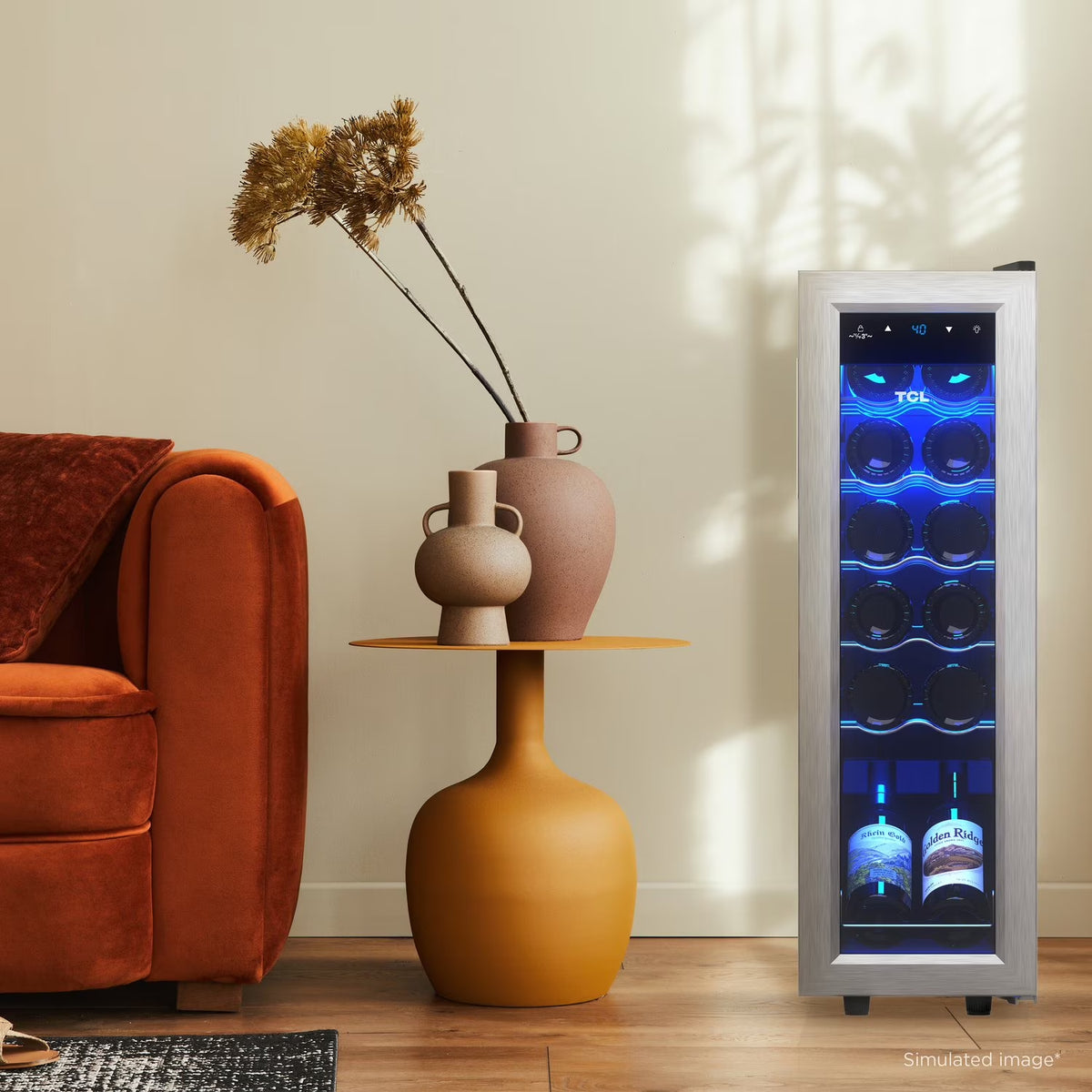 Stainless Steel Single Door 12 Bottle Wine Cooler for Kitchen, Bedroom & Office, 1.24 Cu. Ft.