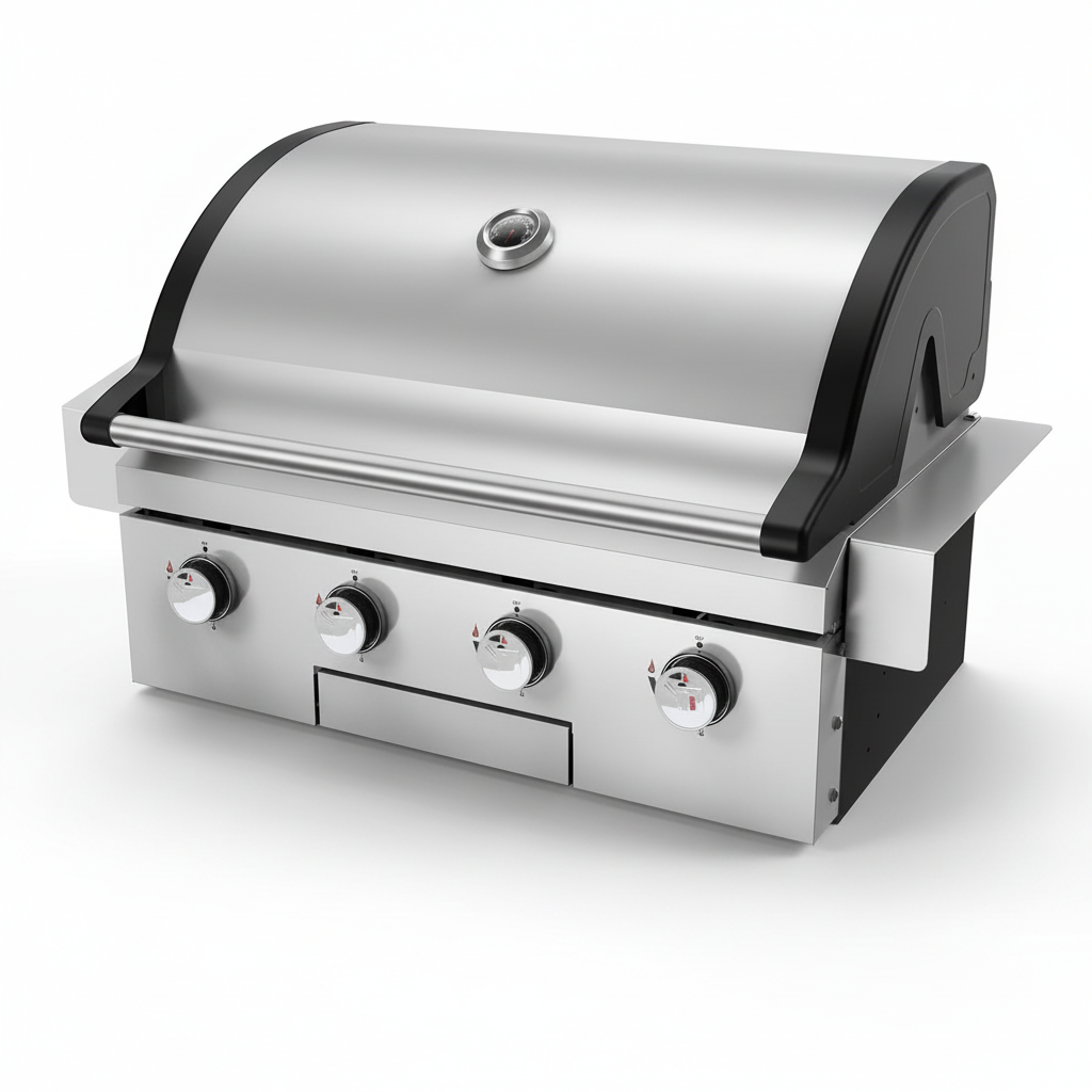 Brand-Man Built-In Gas Grill Head, 30-Inch 4-Burner Outdoor Kitchen Grill
