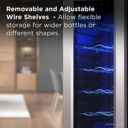 Stainless Steel Single Door 12 Bottle Wine Cooler for Kitchen, Bedroom & Office, 1.24 Cu. Ft.